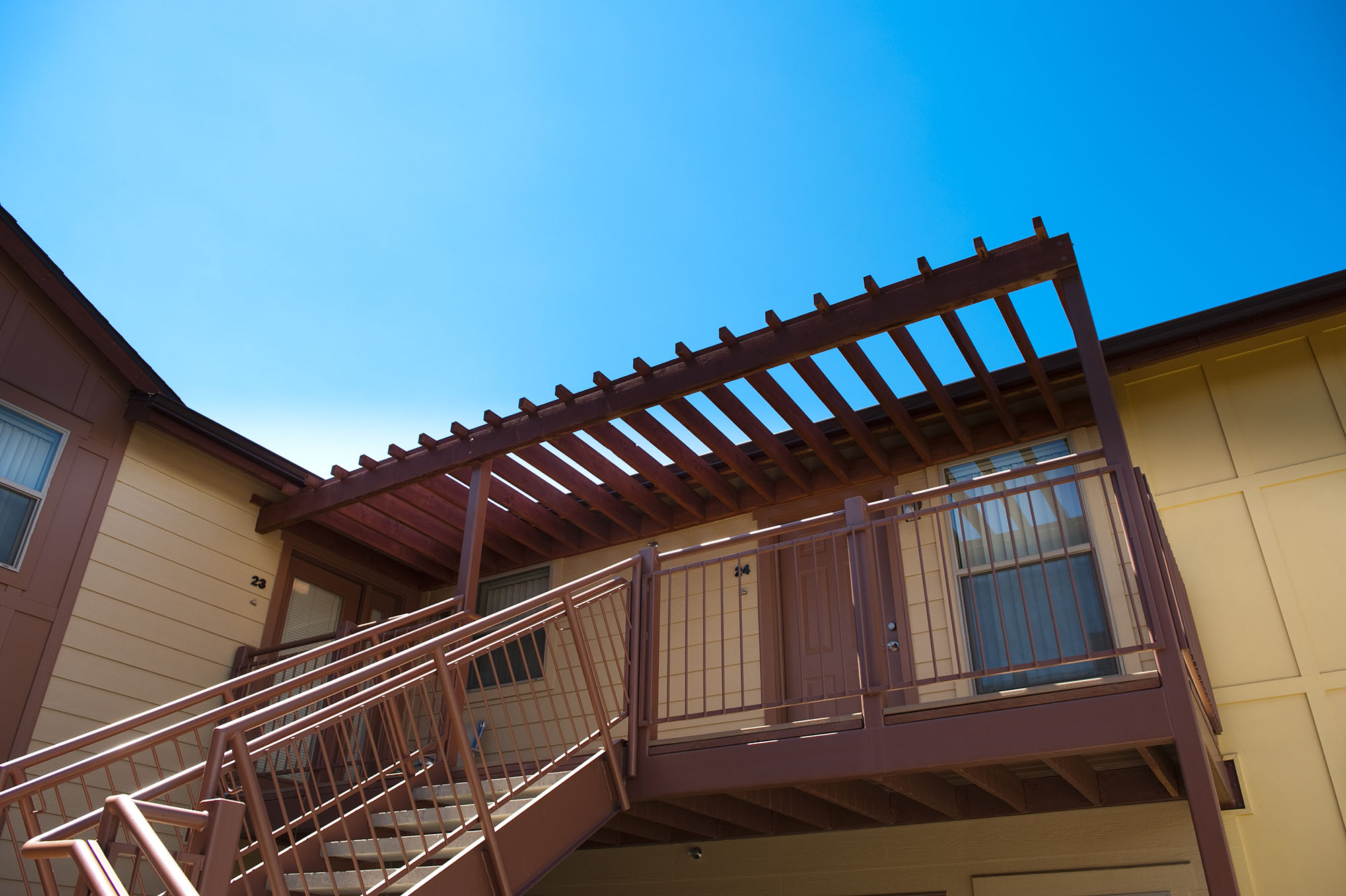 exterior view of stairs to 2nd level for villas at the bluff delta colorado