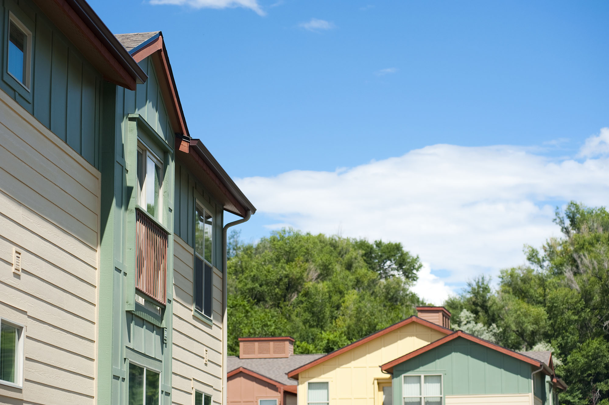 sloping roofs of villas on teh bluff buildings delta colorado