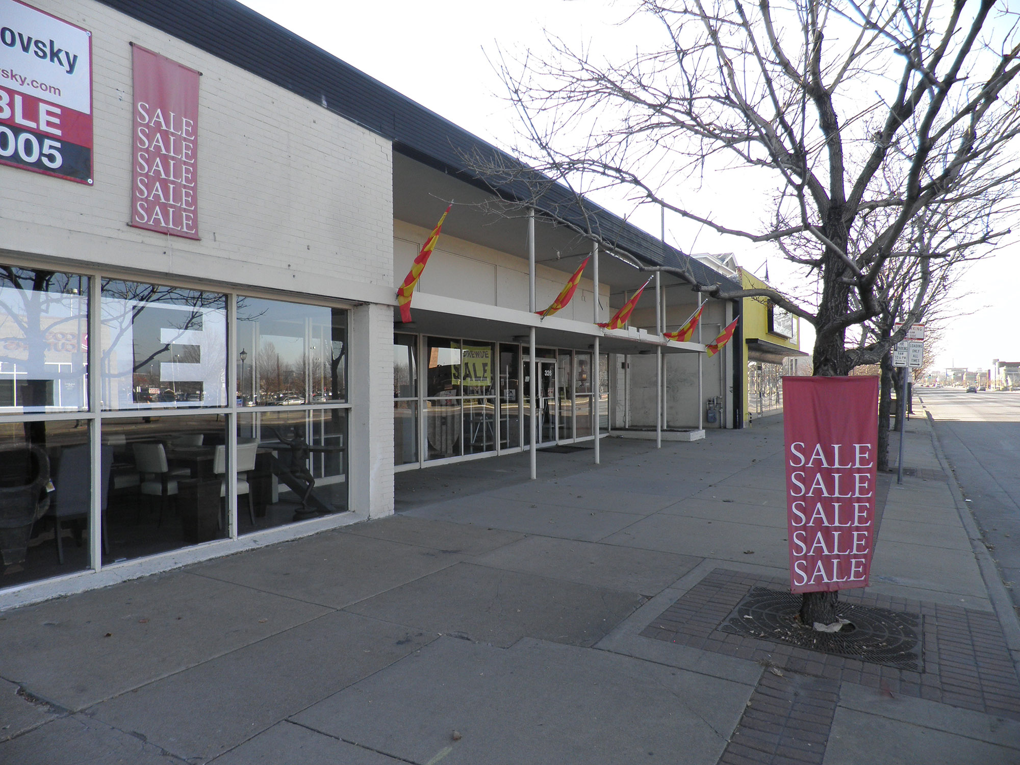 Storefront along sidewalk