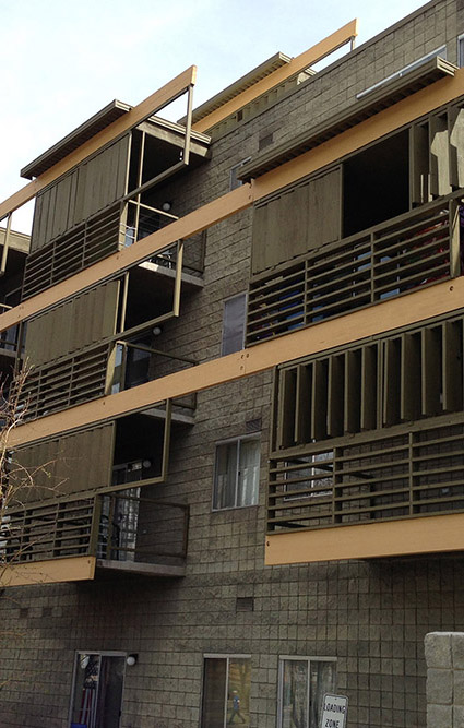 Deck exteriors at the Casa Loma apartments