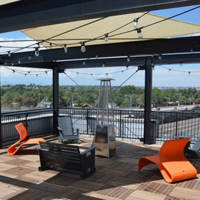 rooftop shade shelter with seating