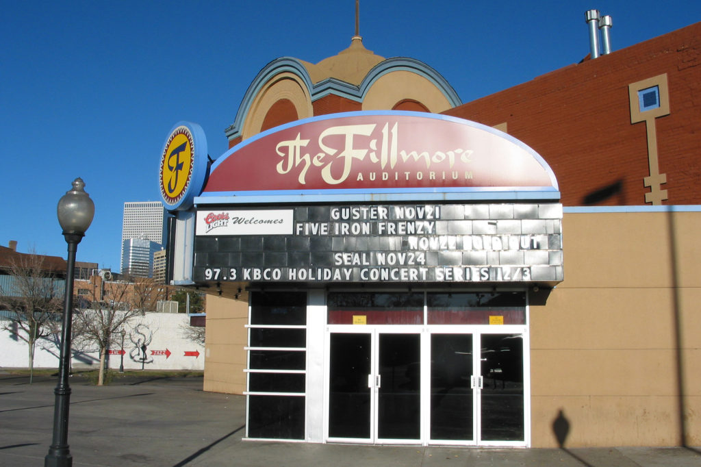 View of Marquee Sign of Filmore Auditorium on Colfax Ave